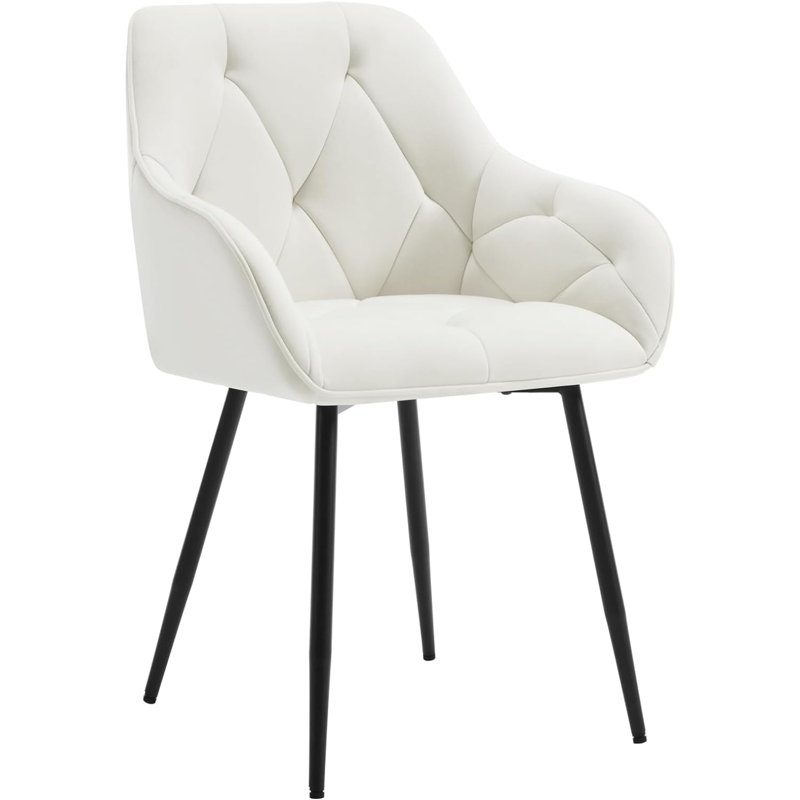 Bharmal 50.5cm H Velvet Upholstered Armchair, Cream, 1