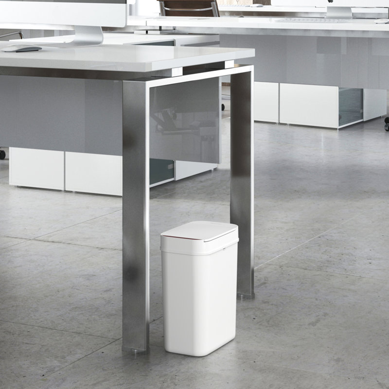 White 3 Gallon Touchless Plastic Kitchen Trash Can