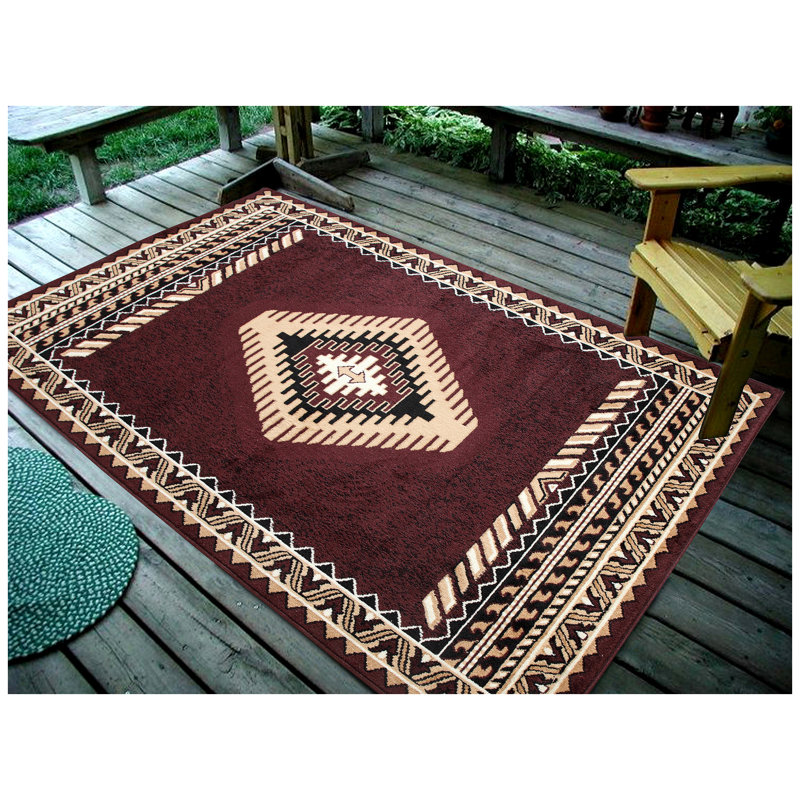 Ensemble de tapis rouge/beige 3 pièces native american Osceola
