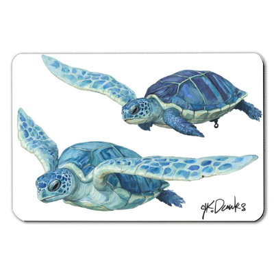 Blue Sea Turtle Pair, Diatom Mud Bath Mat, 16 X 24 Inches
