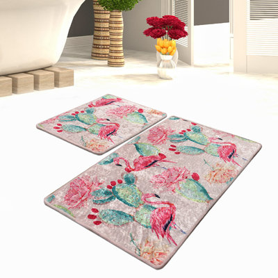 Ensemble de tapis de bain antibactérien (2 pièces), 100% polyester, 19,7 po x 23,6 po et 23,6 po x 39,4 po | Sous-tapis antidérapant, hauteur des poils: 0,4 po | Lavable à la machine, doux et durable, idéal pour la sécurité et le confort de la salle de bain