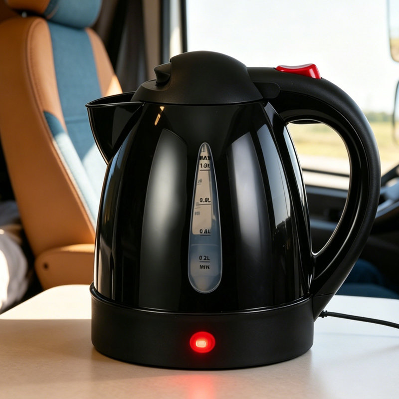 Bouilloire électrique 150W 1L Route noire, chaudière à eau chaude, doublure en acier inoxydable, arrêt automatique, bouilloire, prise allume-cigare, voiture, 12V pour berline, VUS