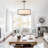 5 - Light 19.69“ Modern Drum Chandelie With Drum Linen Shade For Kitchen Island Living Room Bedroom-118849921