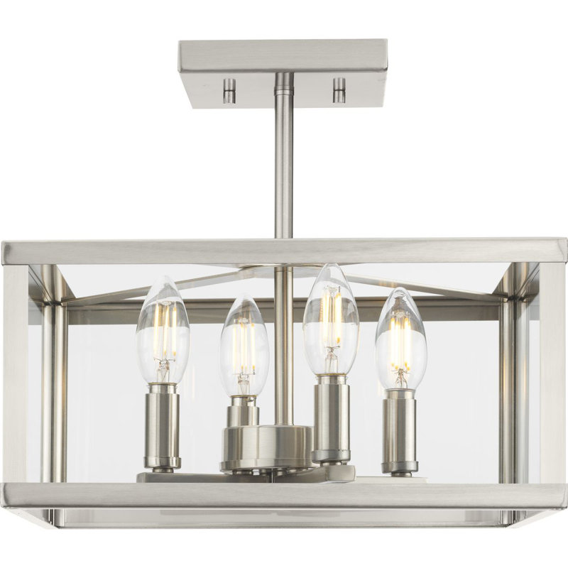 Galil Glass Semi Flush Mount, Brushed Nickel