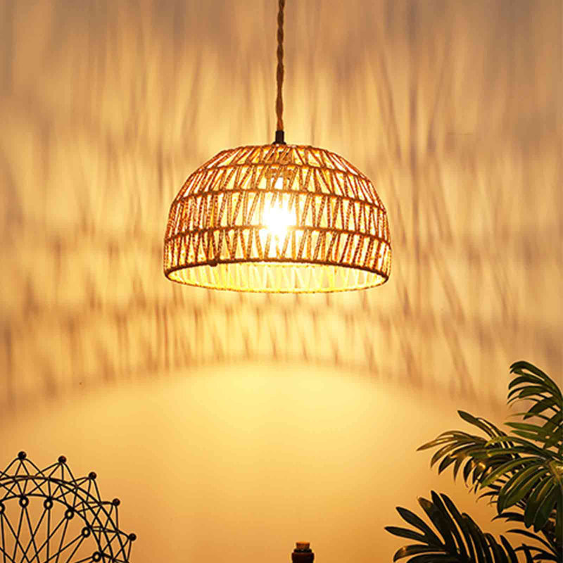 Luminaire suspendu en forme de dôme 1 lumière: P 9,8 po x H 5,1 po, Brun