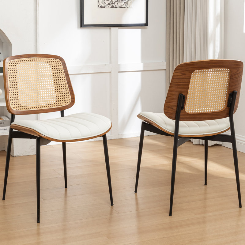 Chaises de salle à manger rembourrées Shrihan, Blanc