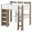 Lit mezzanine double avec bureau, tablettes de rangement, cadre de lit mezzanine en bois massif avec portemanteaux intégré-836129993