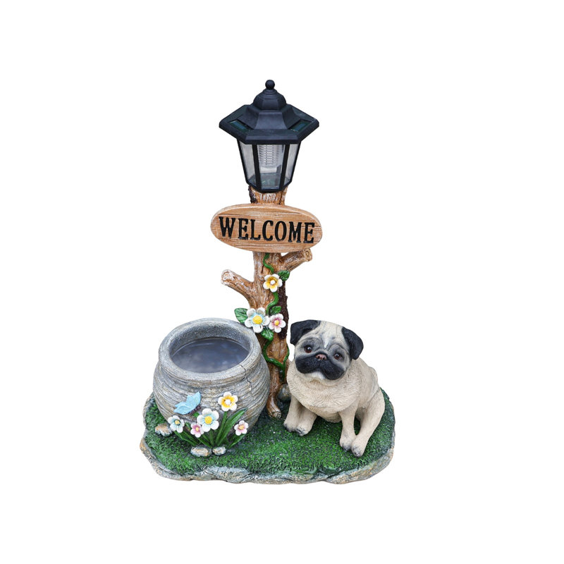 Statue de planteur de chien carlin assis