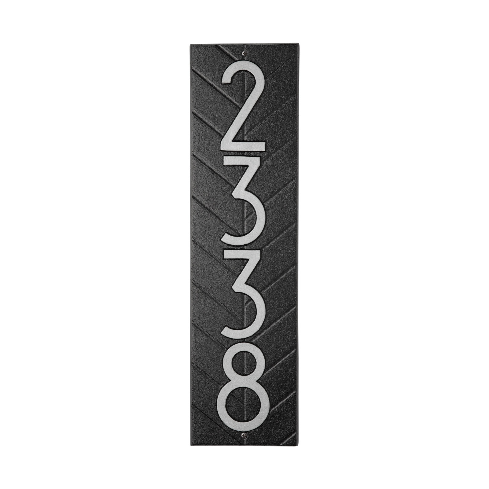Mid-century Modern Herringbone Vertical Wall Plaque, Black/Silver, Yes