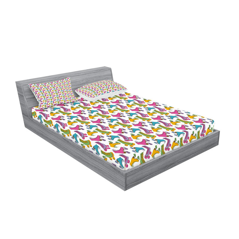 Multicolore drap-housse et coussin décoratif Ambesonne, Ensemble de draps pour très grand lit californien