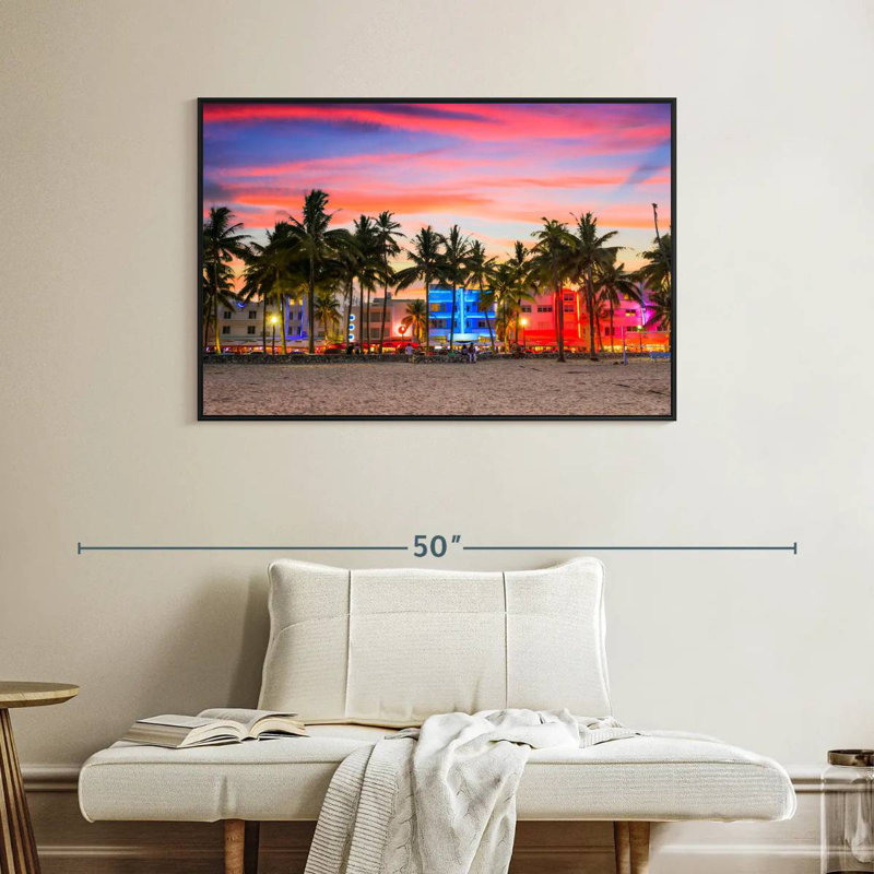 Miami Beach, États-Unis, Cadre flottant noir, 40 po x 27 po