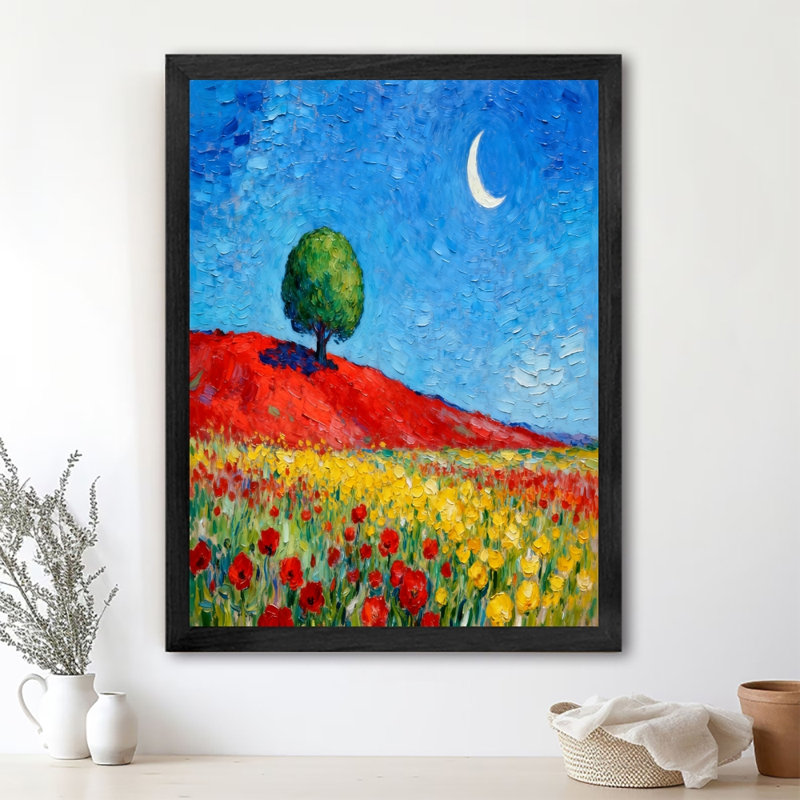 Art mural rétro noir avec montagnes colorées, impressions de style rétro, H 17 po x l 13 po