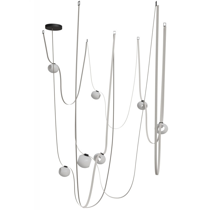 Luminaire suspendu 7 lumières Fremont en verre ivoire / blanc Fremont, H 826 po, Naturel, 7 lumières