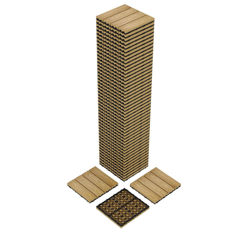 Carreaux de terrasse en composite de style entrelacé 12 po x 12 po, Naturel, 48