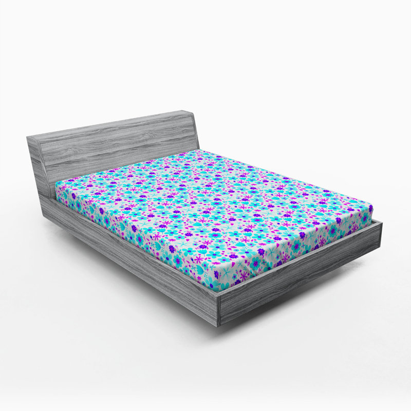 Microfiber Floral Fitted Sheet, Queen Fitted Sheet