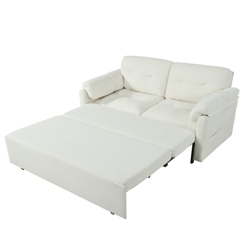  Canapé-lit convertible en chenille, canapé-lit escamotable 3-en-1 avec coussins épais et poche de rangement latérale, canapé grand pour le salon