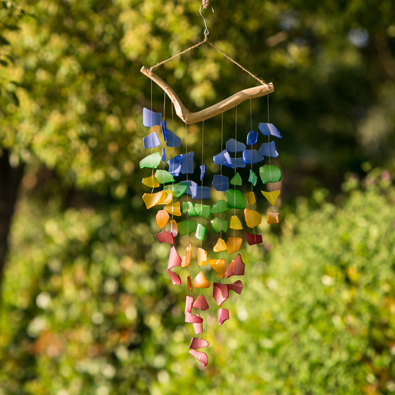 Carillon de papillon en verre de mer - arc-en-ciel