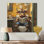 Mignon Buffalo lisant un journal dans la salle de bain - vache, art mural en métal, reproduction d'art moderne en métal