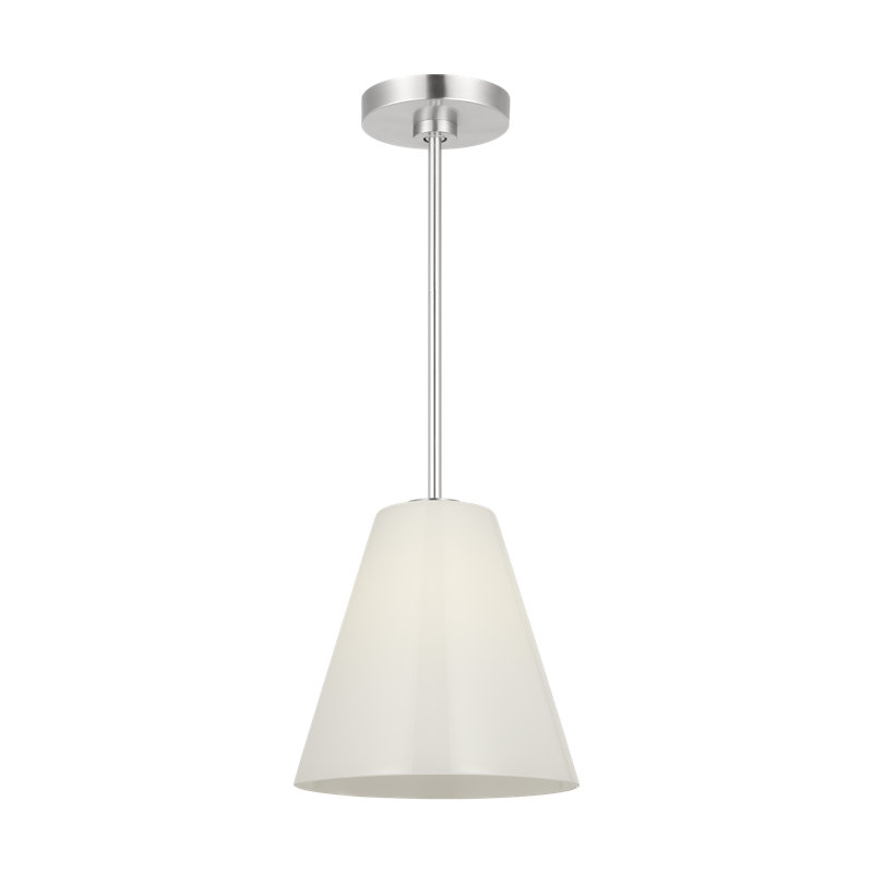 Luminaire suspendu à une lumière Hayden, Nickel brossé, Blanc