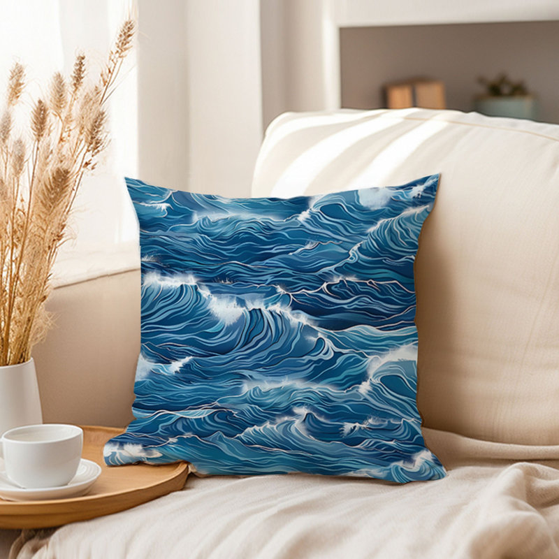 Beach and Coastal Sea Waves Blue VII Nautical, 18"H x 18"W