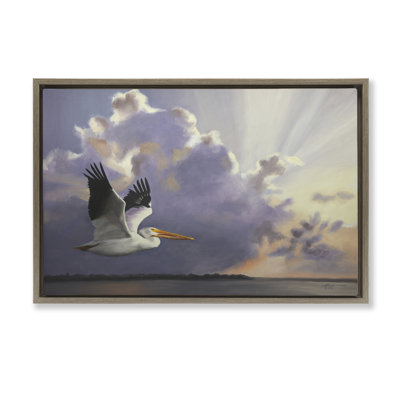 Toile flottante encadrée "Dawn Sunrise Pelican Brown" par D. Rust