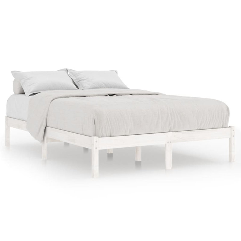 Bed Frame Solid Wood, white, 160 x 200cm