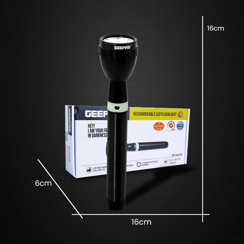 Geepas LED Torch Rechargeable Handheld Flashlight