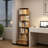 6-Tier Rotating Bookshelf Wood Color - 360° Display with Wheels & Drawer, Multi-Layer Storage for Home Office-1626217714-1626217713