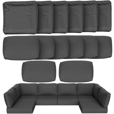Cartert 14 Pcs Outdoor Cushion Cover Set For 4" Outdoor Cushions Patio Furniture Cushion Covers, Covers Only