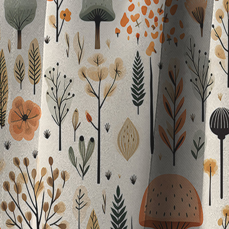 Orange et gris serein charme des bois - Rideau floral - Rideau occultant floral - 1 panneaux, L 52 po x L 90 po