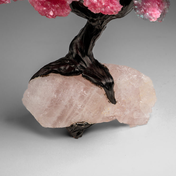 Custom - Genuine Rose Quartz Clustered Gemstone Tree On Rose Quartz Matrix (Unconditional Love Tree)