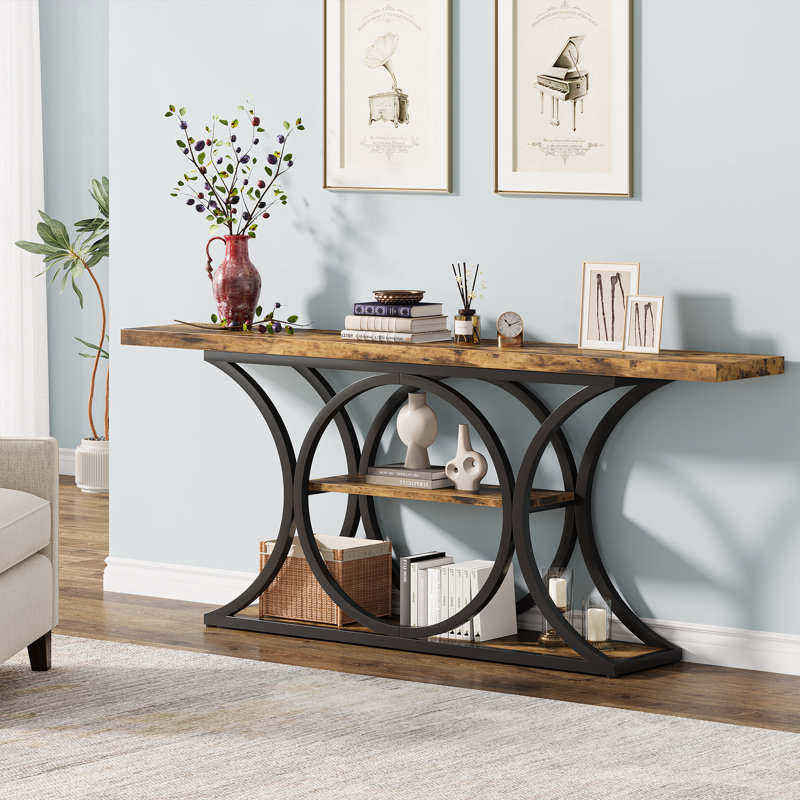 Console de canapé industrielle 62,99 po Juaria, Noir