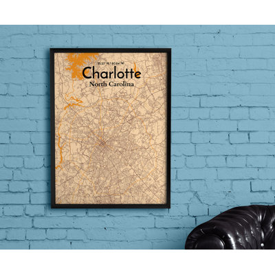 Charlotte City Map - No Frame Print