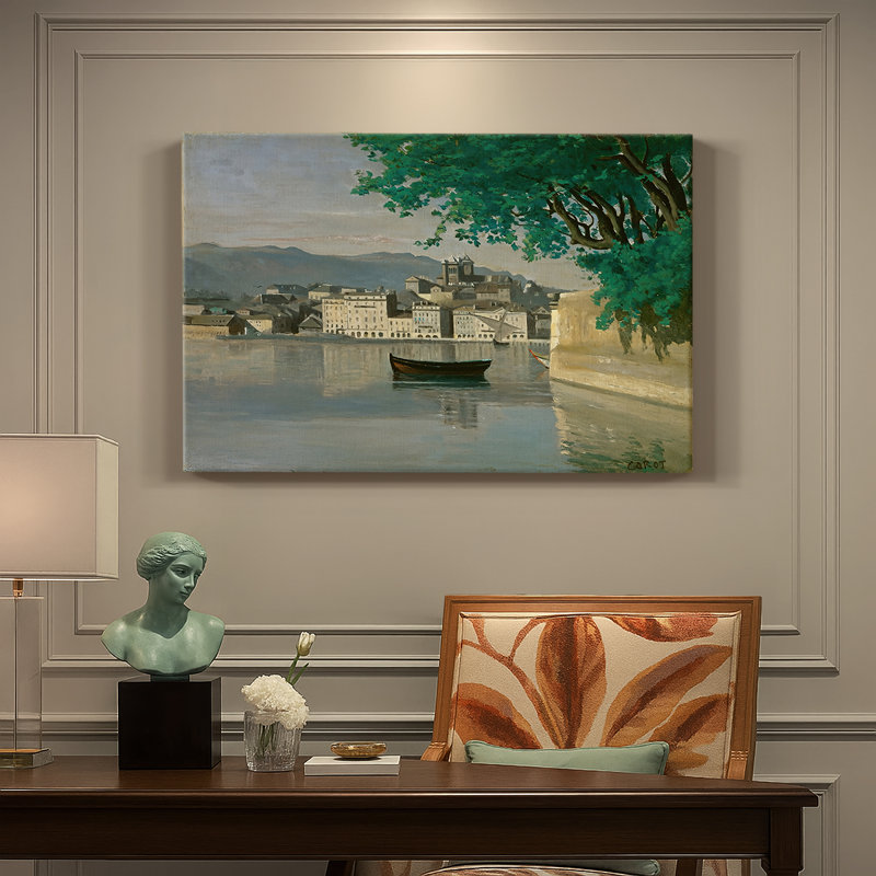 Jean "View of Geneva" - Art mural sur toile tendue de qualité musée, 8 x 12