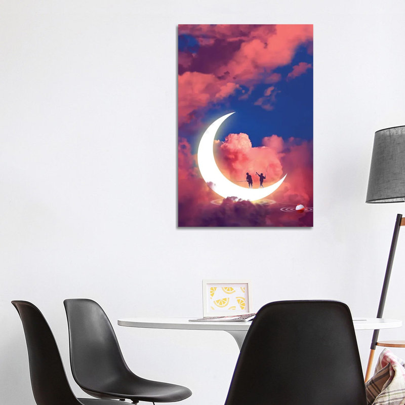 Moon Fishing by David Loblaw - Print on Canvas, 66.04 cm H x 45.72 cm W x 3.175 cm D, Wrapped Canvas