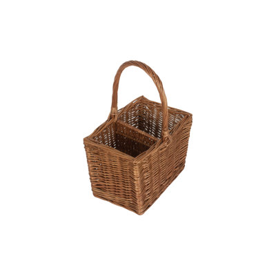 Wicker 2 Bottle Drinks Carrier Basket