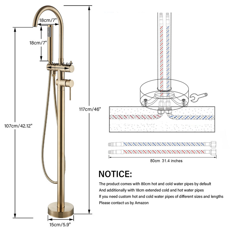 Robinet de baignoire autoportant pour salle de bain