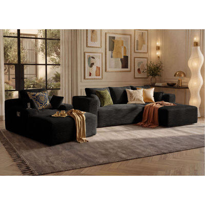 Ensemble de canapé de salon, salon 3 pièces sans assemblage, canapé modulaire moderne avec méridienne, ensemble de canapé en forme de L en forme de L en peluche pour meubles de jeux et de loisirs