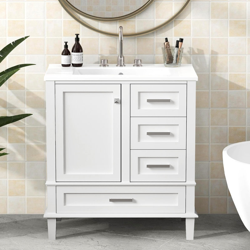 Ensemble de meuble-lavabo 30 po avec lavabo, Blanc