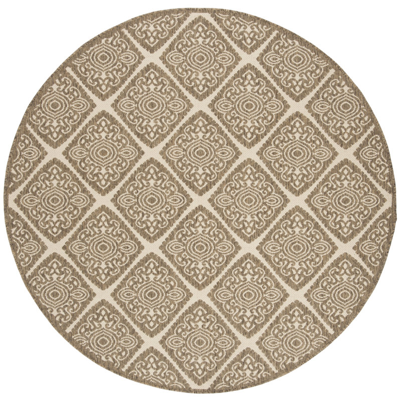 Frankee Performance Ikat Indoor/Outdoor Area Rug, Round 6'7"