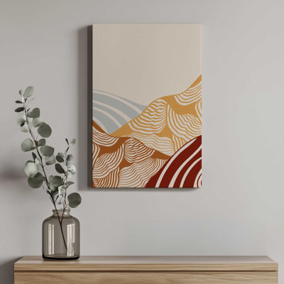 Vintage Mountains Line Art 03 by Garima Dhawan Canvas Drawing Print