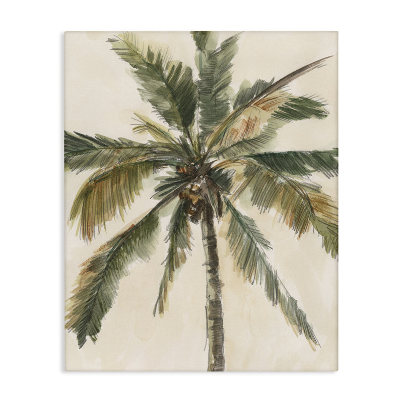 Palmier sur toile beige par Ethan Harper, H 30 po x l 24 po