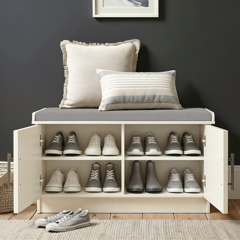 Cleverton 2 Door Storage Bench, Ivory