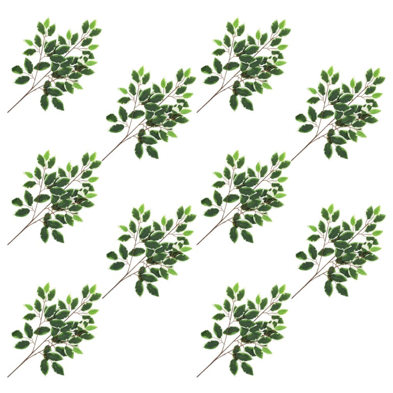 25.59cm Faux Ficus Plant, Green/White