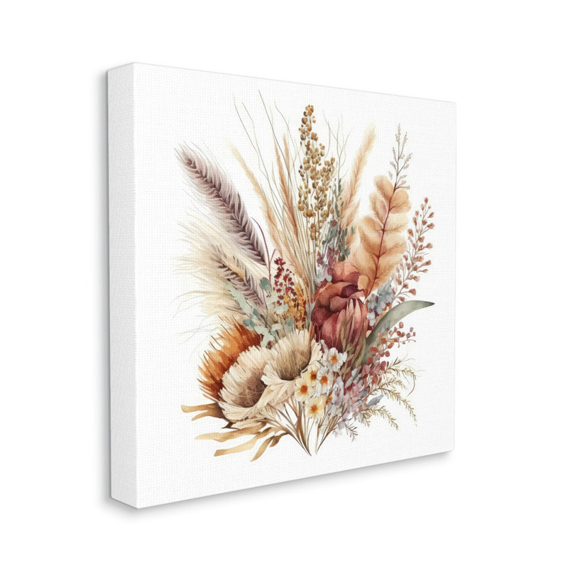 Automne, lot de fleurs sur toile, H 30 po x l 30 po x P 1,5 po
