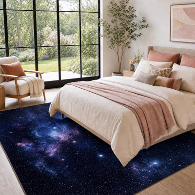 1Pcs Galaxy Space Nebula Design - Vibrant Digital Print, Washable and Easy to Clean, Large Area Rug, Non-Slip Backing, Ideal for Living Room, Bedroom, Kids, Gaming Indoor Use for home detor