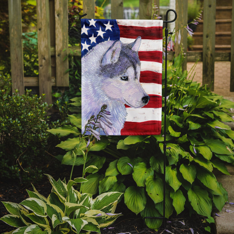 2 côtés en polyester de 2 côtés american drapeau de jardin, Terrier à poil soyeux