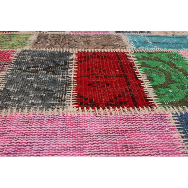 Tapis à main one-of-kind-noué la 2010 gris/rouge/ivoire 5 pi 5 po x 7 pi zone de laine 8 po Wilmot