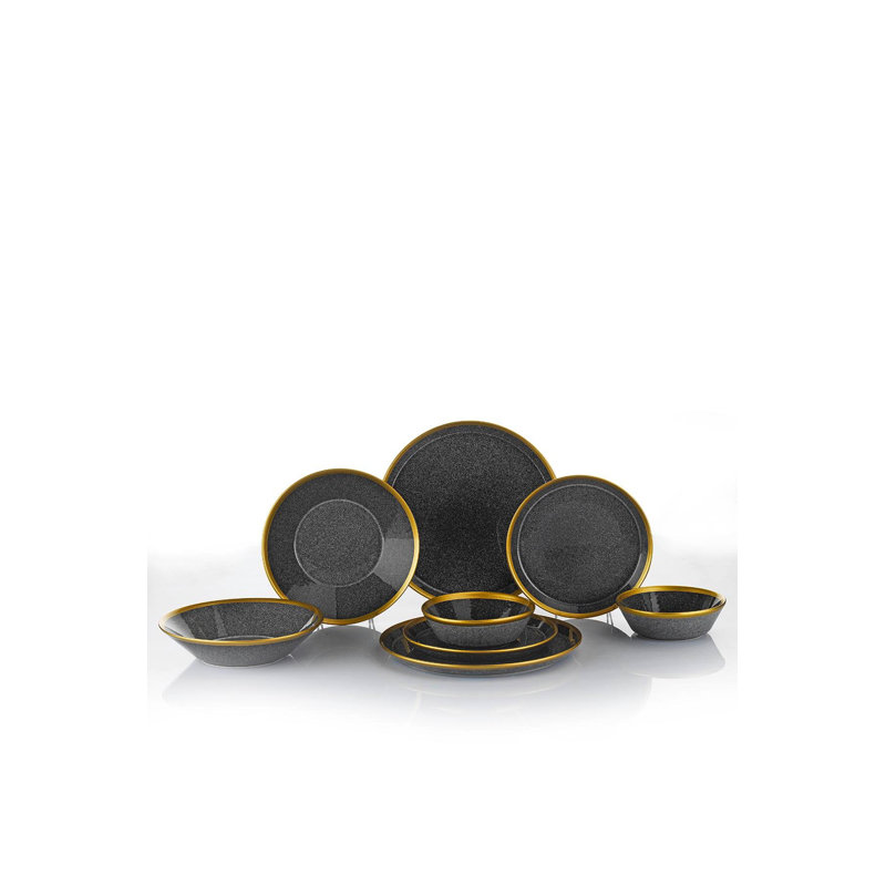 Service de table (8 pièces), Noir, doré