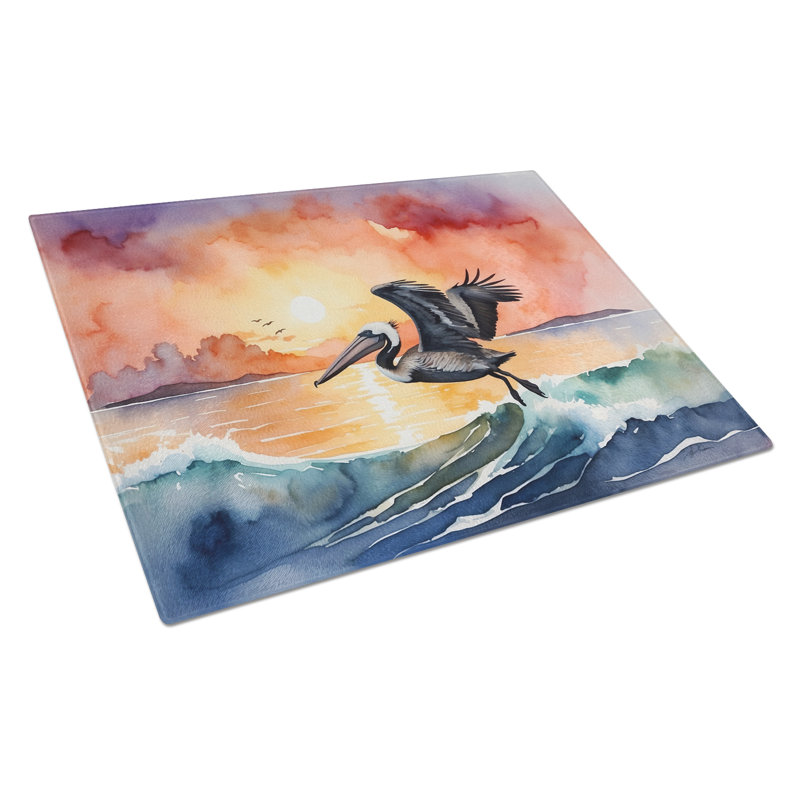 Pelican Fiery Sunset Glass Cutting Board